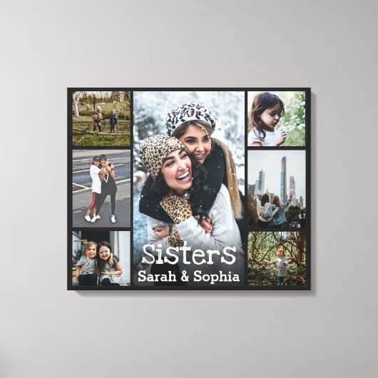 Moderne persoonlijke zussen 7 Foto-collage Canvas Afdruk (Voorkant)