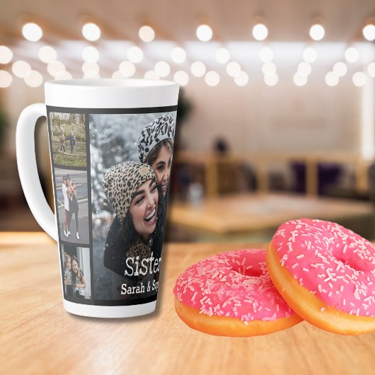 Moderne persoonlijke zussen 7 Foto-collage Latte Mok