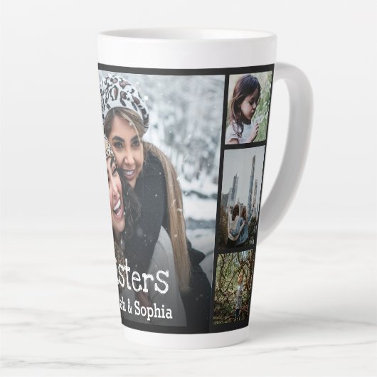 Moderne persoonlijke zussen 7 Foto-collage Latte Mok (Rechterhoek)
