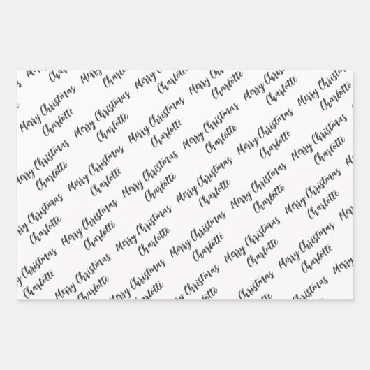 Moderne persoonlijke zwarte en witte kerst inpakpapier vel (Voorkant 3)