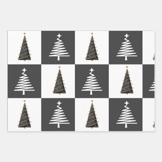 Moderne persoonlijke zwarte en witte kerst inpakpapier vel (Voorkant)