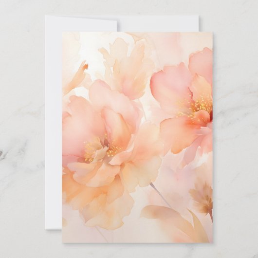 Moderne perzik bloem bruiloft dank u kaart (Achterkant)