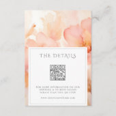 Moderne Perzik Bloem Bruiloft Details QR Code Informatiekaartje (Voorkant)