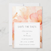 Moderne Perzik Bloem Bruiloft Save the Date Kaart (Voorkant)