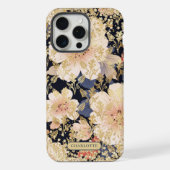 Moderne perzik bloem glitters chic gepersonaliseer iPhone hoesje (Achterkant)