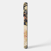 Moderne perzik bloem glitters chic gepersonaliseer iPhone hoesje (Linkerkant)