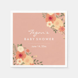 Moderne Perzik Bloemen Baby showers servetten