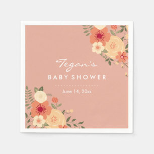 Moderne Perzik Bloemen Baby showers servetten