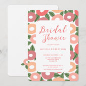 Moderne perzik bloemen bruids douche uitnodiging (Voorkant / Achterkant)
