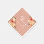 Moderne Perzik Bloemen Oh Baby shower servetten (Hoek)