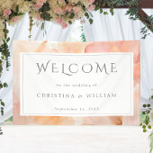 Moderne perzik bloemenbruiloft welkom spandoek