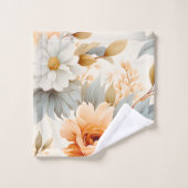Moderne perzik bloemige botanische Waterverf Bad Handdoek (Wasdoekje)