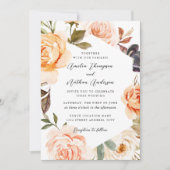 Moderne Perzik Blush Botanische Bloemige Bruiloft Kaart (Voorkant)