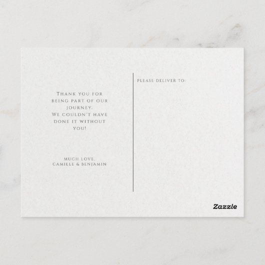 Moderne Perzik Blush Botanische Bruiloft Dank u Briefkaart (Achterkant)