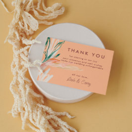 Moderne perzik bruiloft bedankkaart