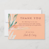 Moderne perzik bruiloft bedankkaart (Voorkant)