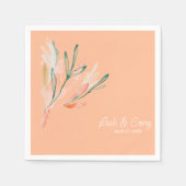 Moderne perzik bruiloft cocktail servet (Voorkant)