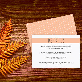 Moderne perzik bruiloft details informatiekaartje