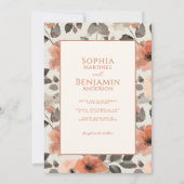Moderne perzik bruiloft kaart (Voorkant)