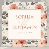 Moderne perzik bruiloft kartonnen onderzetters