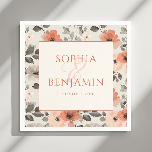 Moderne perzik bruiloft servet