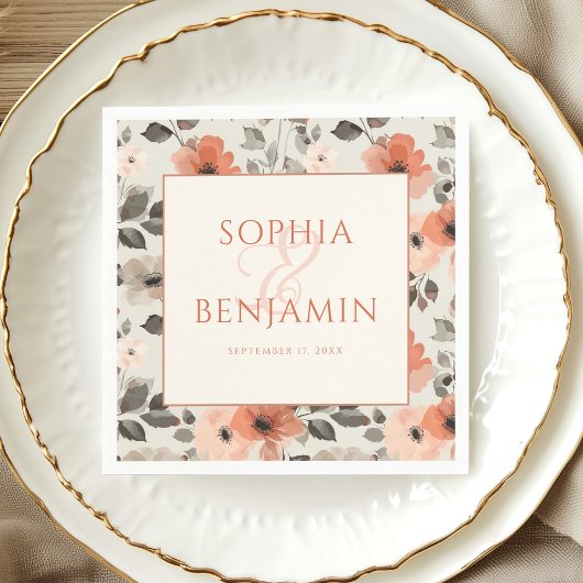 Moderne perzik bruiloft servet