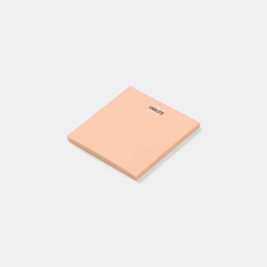 Moderne perzik buzz monogram naam post-it® notes (Schuin)