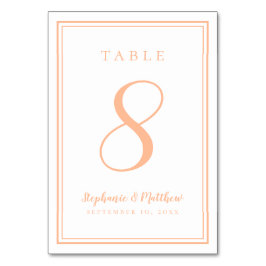 Moderne perzik eenvoudige bruiloft receptie minima kaart