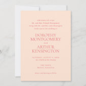 Moderne perzik elegante bruiloft kaart (Voorkant)