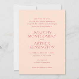 Moderne perzik elegante bruiloft kaart