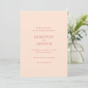 Moderne perzik elegante bruiloft save the date