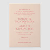 Moderne perzik elegante bruiloft vellum uitnodigingen (Voorkant)