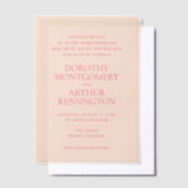 Moderne perzik elegante bruiloft vellum uitnodigingen (Offset)