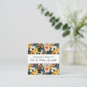 Moderne perzik en blauw Abstract bloemige haarstyl Vierkante Visitekaartje (Staand voorkant)