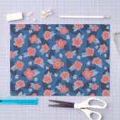 Moderne perzik en blauwe bloemmotief tissuepapier (Craft)