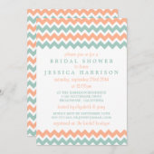 Moderne Perzik- en Munt-Chevron Bruidsmeisjesfeest Kaart (Voorkant / Achterkant)