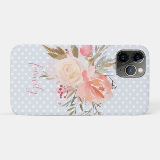 Moderne perzik en roze bloemen Case-Mate iPhone case (Achterkant (horizontaal))