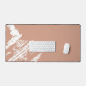 Moderne Perzik en Zwarte Abstracte Inktenkwast Bur Bureaumat (Keyboard & Muis)