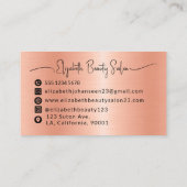 Moderne Perzik Fuzz Geborsteld Metaal Meisje Monog Visitekaartje (Achterkant)