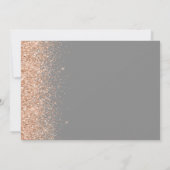 Moderne perzik glitters grijs bruiloft kaart (Achterkant)
