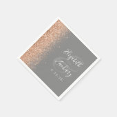 Moderne perzik glitters grijs bruiloft servet (Hoek)