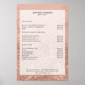 Moderne perzik glittersalon Prijslijst Poster (Voorkant)