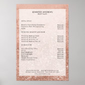 Moderne perzik glittersalon Prijslijst Poster (Voorkant)
