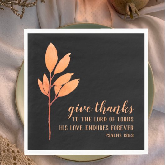 Moderne Perzik Goud Aquarel Geef Dank Schriftuur Servet