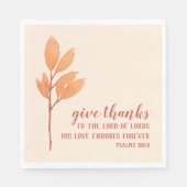 Moderne Perzik Goud Aquarel Geef Dank Schriftuur Servet (Voorkant)