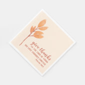 Moderne Perzik Goud Aquarel Geef Dank Schriftuur Servet (Hoek)