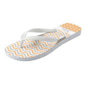 Moderne perzik, grijs, witte chevron & stippen teenslippers (Schuin)