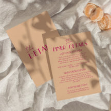 Moderne perzik kleurrijke funky retro bruiloft det