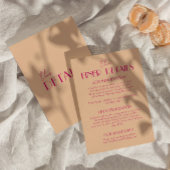 Moderne perzik kleurrijke funky retro bruiloft det informatiekaartje