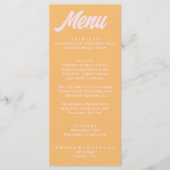 Moderne Perzik Kleurrijke Funky Stijlvolle Trouwda Menu (Voorkant)
